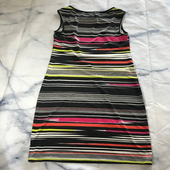 Trina by Trina Turk Black Neon Stripe Sheath Dress - Picture 7 of 8
